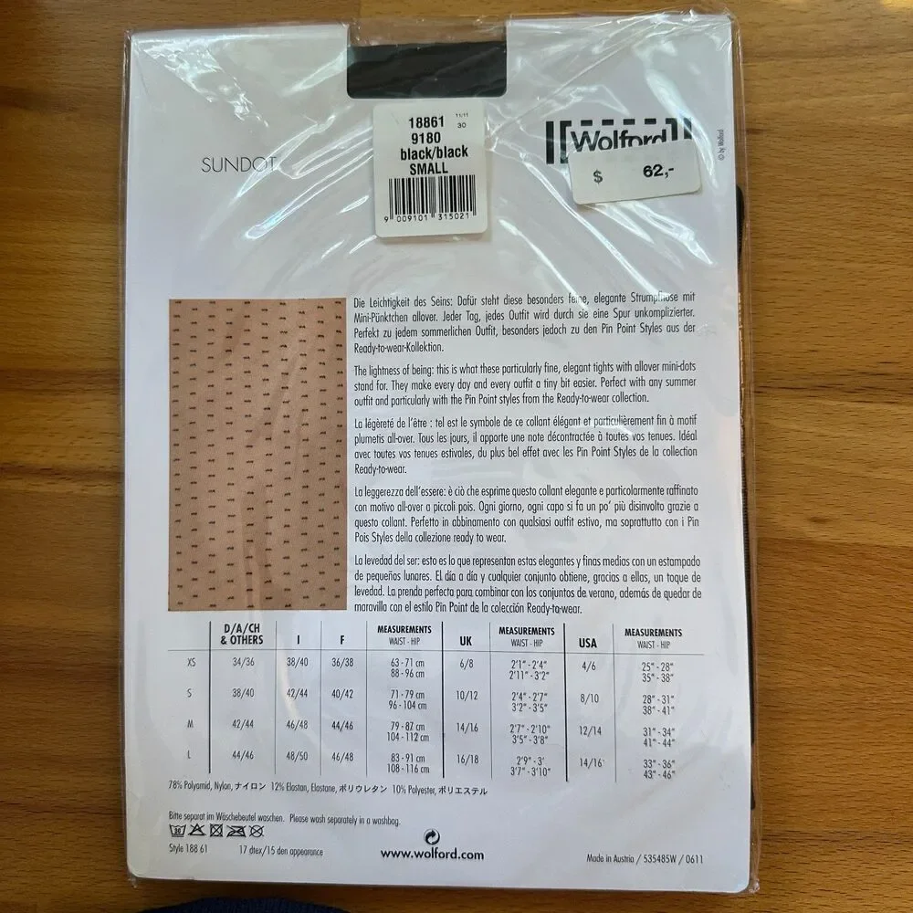 Wolford Sundot Tights in Black Size‎ S NWT